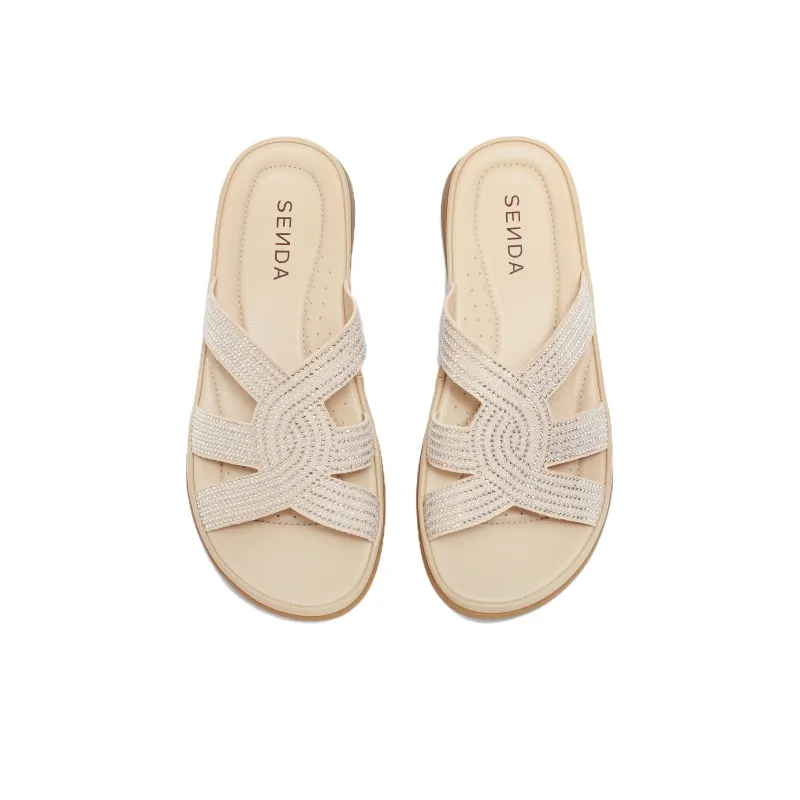 Senda Slide Slippers Women's Beige, Yellow-2