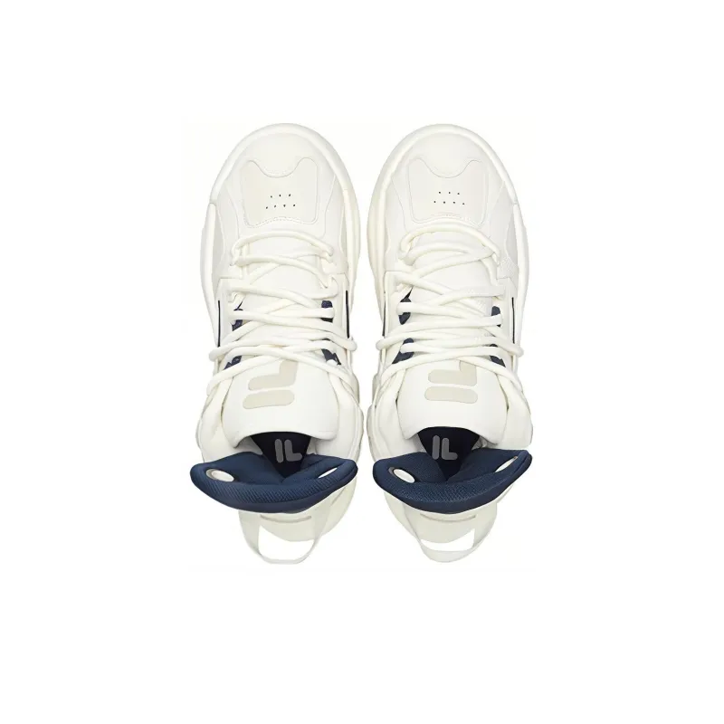 FILA FUSION THE MASH Cushioning Wear Resistant Low Top Vintage Basketball Shoes Men's White-2