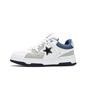 Binary Low Top Skateboard Shoes Men's White Blue