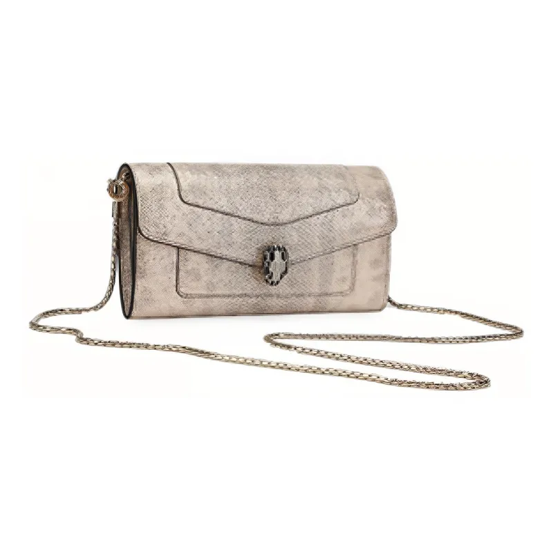 BVLGARI Serpenti Forever Cow Leather Clutch Handbag Wallet Women's Enamel & Ivory-1