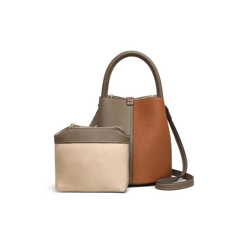 PT'SON Cow Leather Handbag, Shoulder Bag, Crossbody Bag Regular Women's Multicolor-8