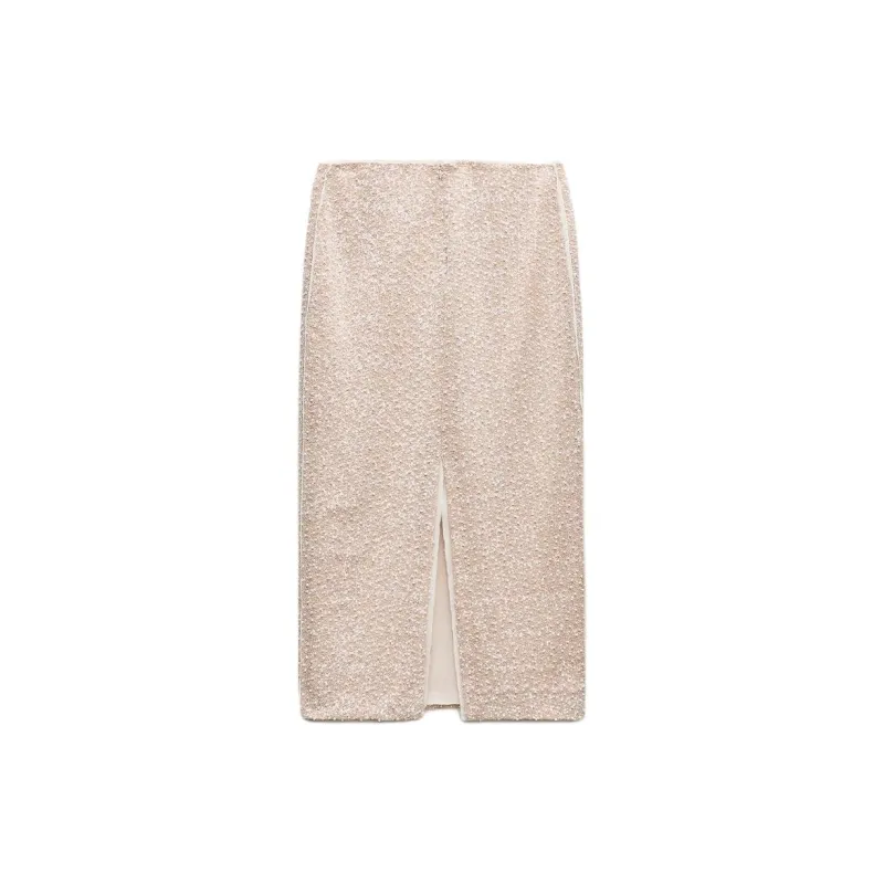 ZARA ZW Series Casual Long Skirts Women's Beige-1