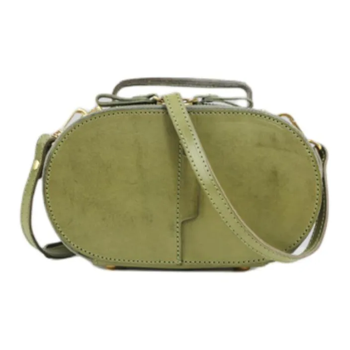 DEERE JACK Cow Leather X Crossbody Bag, Shoulder Bag Trumpets Women's Army Green-0