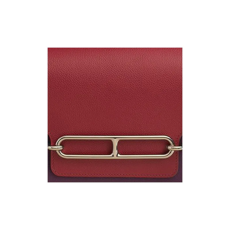 HERMES Roulis Evercolor Calfskin Shoulder Bag, Crossbody Bag Mini Women's Blackcurrant Purple & Garnet Red-4