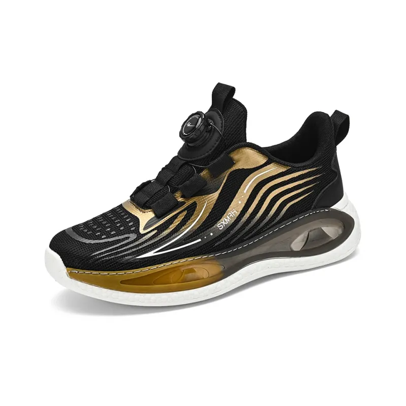 Binary Low Top Running Shoes Men's Black Gold-1
