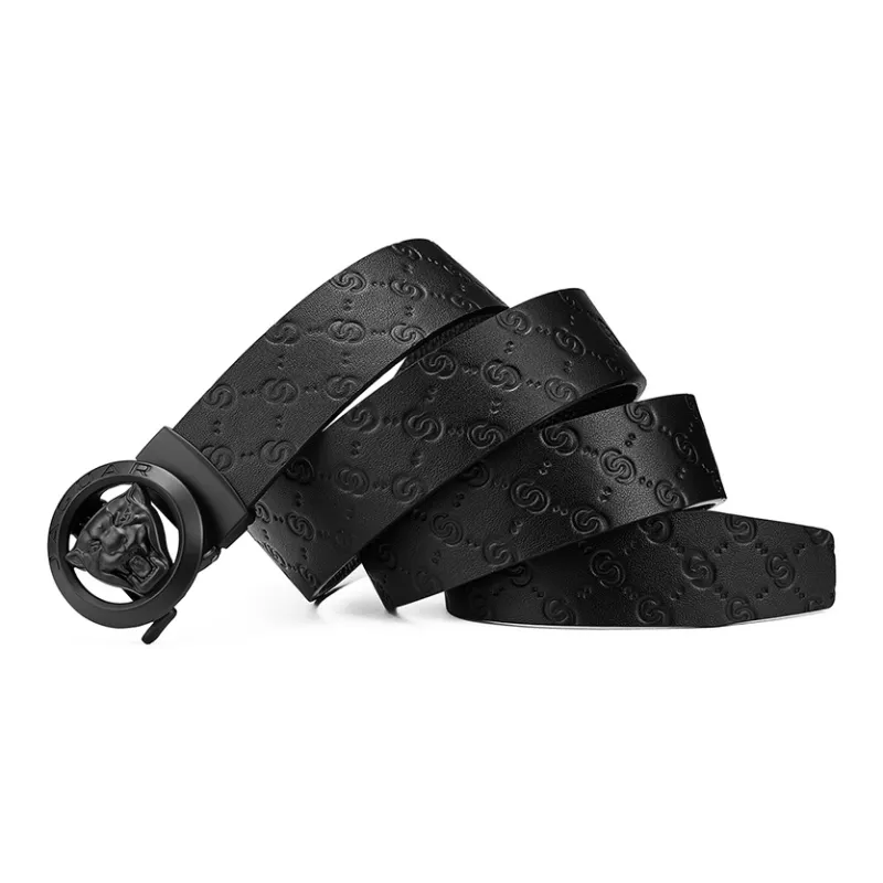 JAGUAR Cow Leather Top Grain Cow Leather Leather Belts Men's Black Width  3.5cm-2