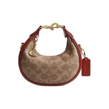 COACH Artificial Leather With Cow Leather Handbag Shoulder Bag Crossbody Bag Mini Women's Brown Yellow & Rusty Red