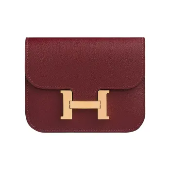 HERMES Constance Slim Evercolor Leather Wallet Fanny Pack Women's 55 Rouge Hermes Red