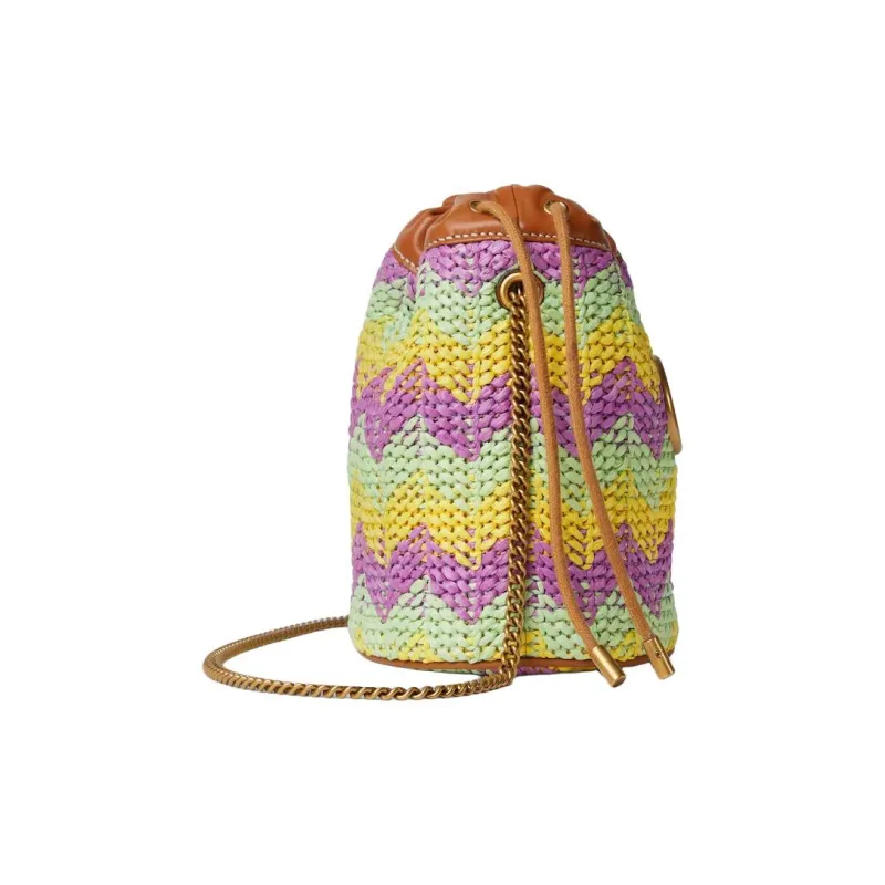 GUCCI GG Marmont Raffia Blend Viscose Crossbody Bag Shoulder Bag Extra Mini Women's Multicolor-2