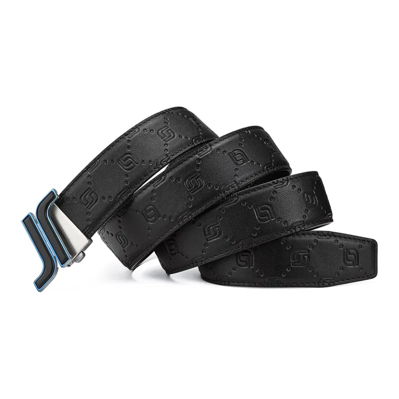 JAGUAR Casual Business Automatic Buckle Cow Leather Leather Belts Men's Black Width 3.4cm-4