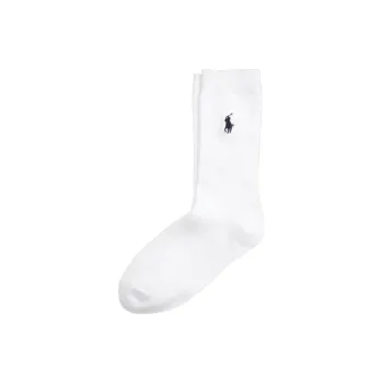 Polo Ralph Lauren Ribbed Crew Socks Mid-Calf Socks Women's White