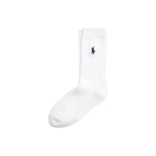 Polo Ralph Lauren Ribbed Crew Socks Mid-Calf Socks Women's White
