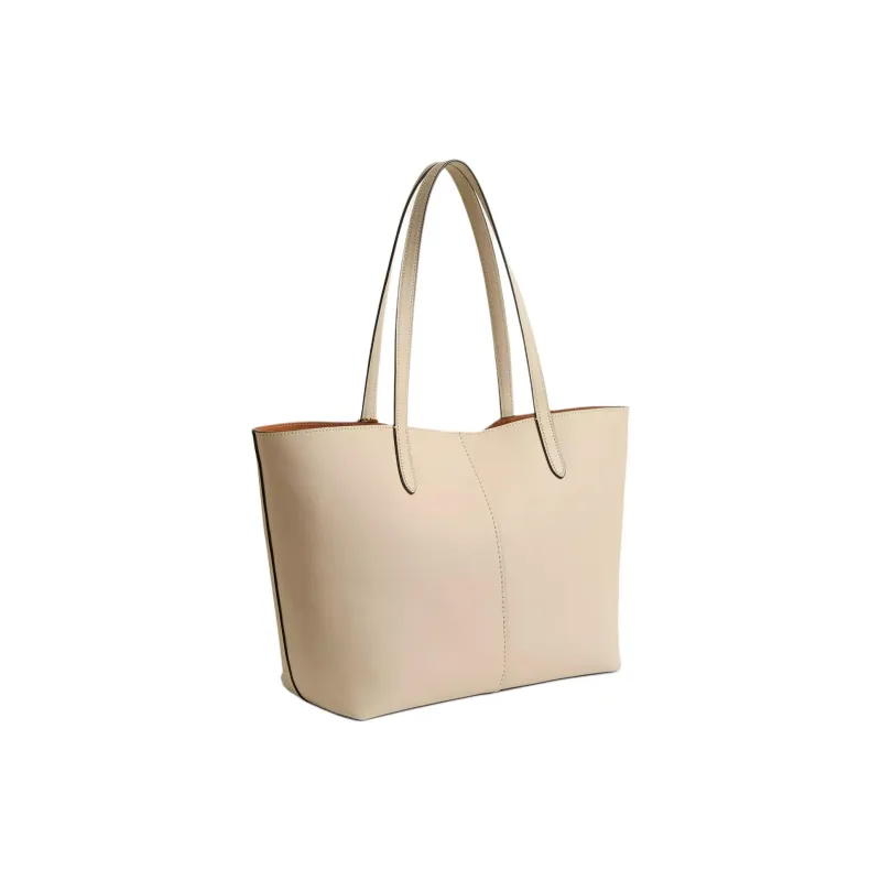 COACH Grained Leather Tote Bag Shopping Bag Shoulder Bag Handbag Large Size Women's Brass With Ivory Accents-1
