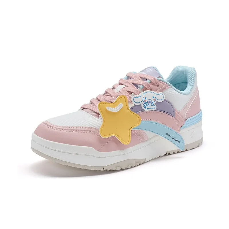 XTEP Skateboard Shoes Women's Low Top Fluorescent Cherry Blossom Pink/Sail White-2