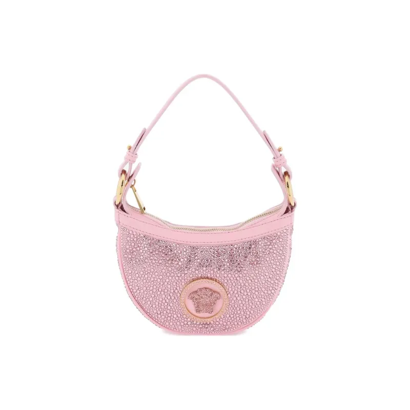 VERSACE Repeat Series Viscose Hobo Bag Handbag Mini Women's Pink-0