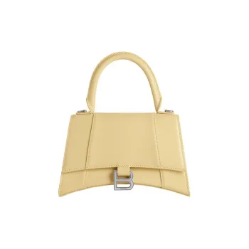 Balenciaga Hourglass Shiny Calfskin Shoulder Bag Crossbody Bag Handbag Small Size Women's Light Yellow