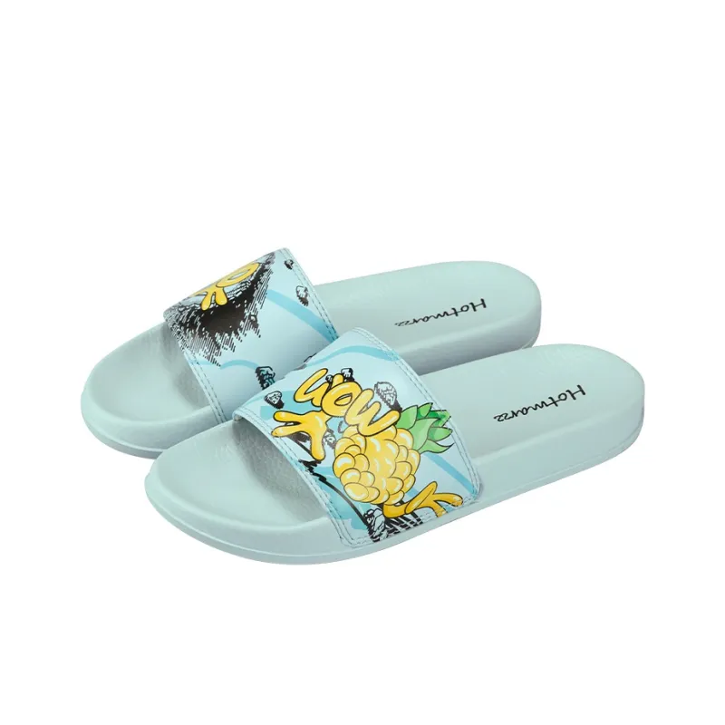 HOTMARZZ Slide Slippers Unisex Black/Light Blue-1