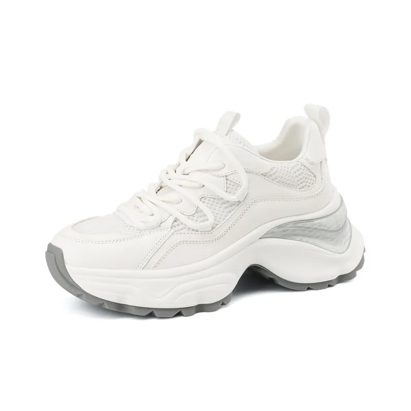 Rosa Bianca Cushioning Anti-Slip Wear-Resistant Breathable Height Increasing Low-Top Chunky Sneakers Women's-1