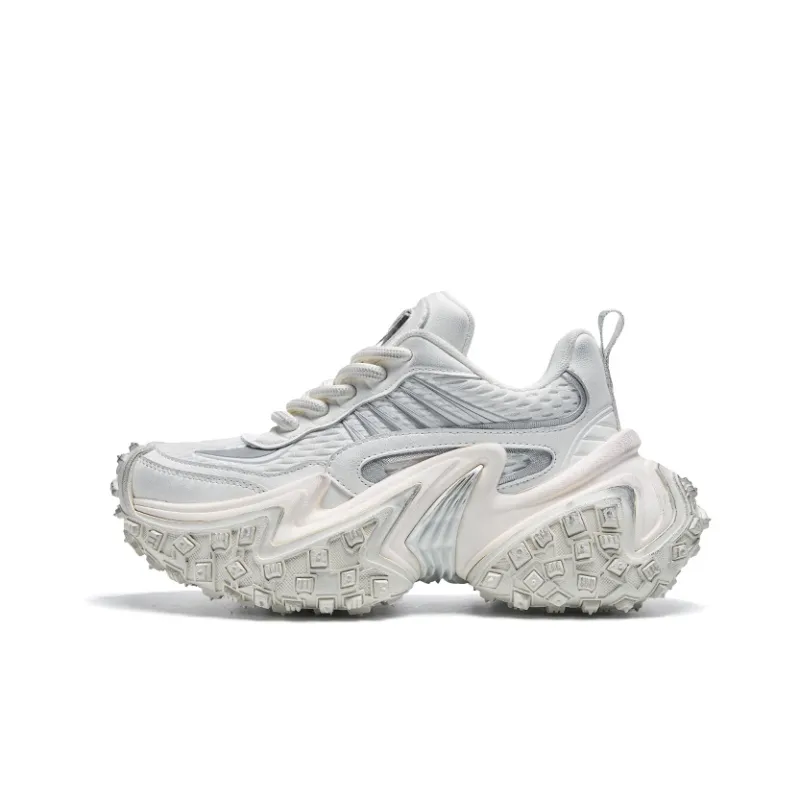 CHERYKALLY Chunky Sneakers Women's Low Top Silver/Gray-6