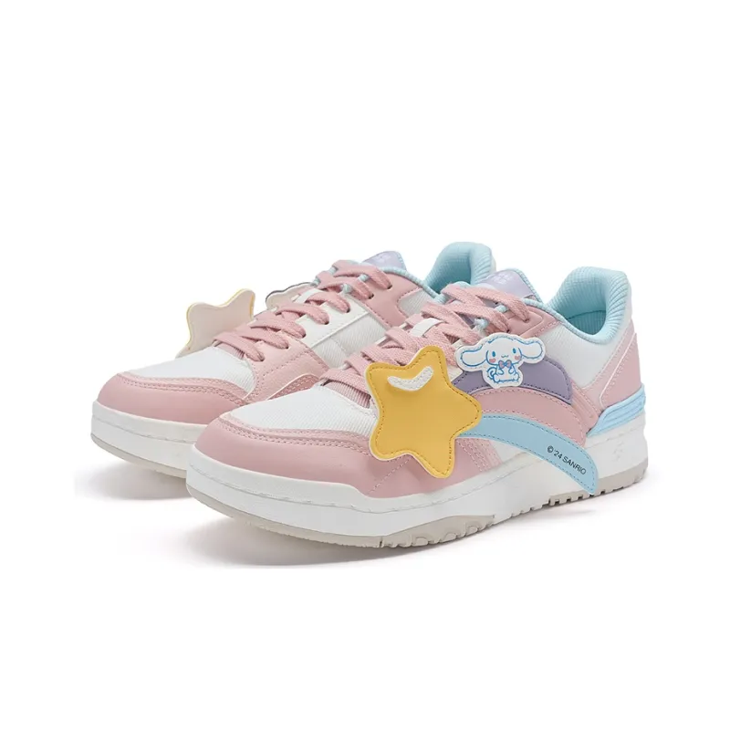 XTEP Skateboard Shoes Women's Low Top Fluorescent Cherry Blossom Pink/Sail White-4