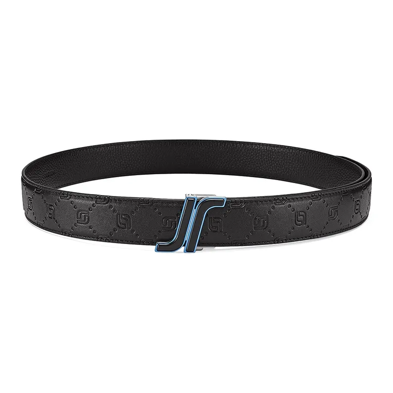 JAGUAR Casual Business Automatic Buckle Cow Leather Leather Belts Men's Black Width 3.4cm-1