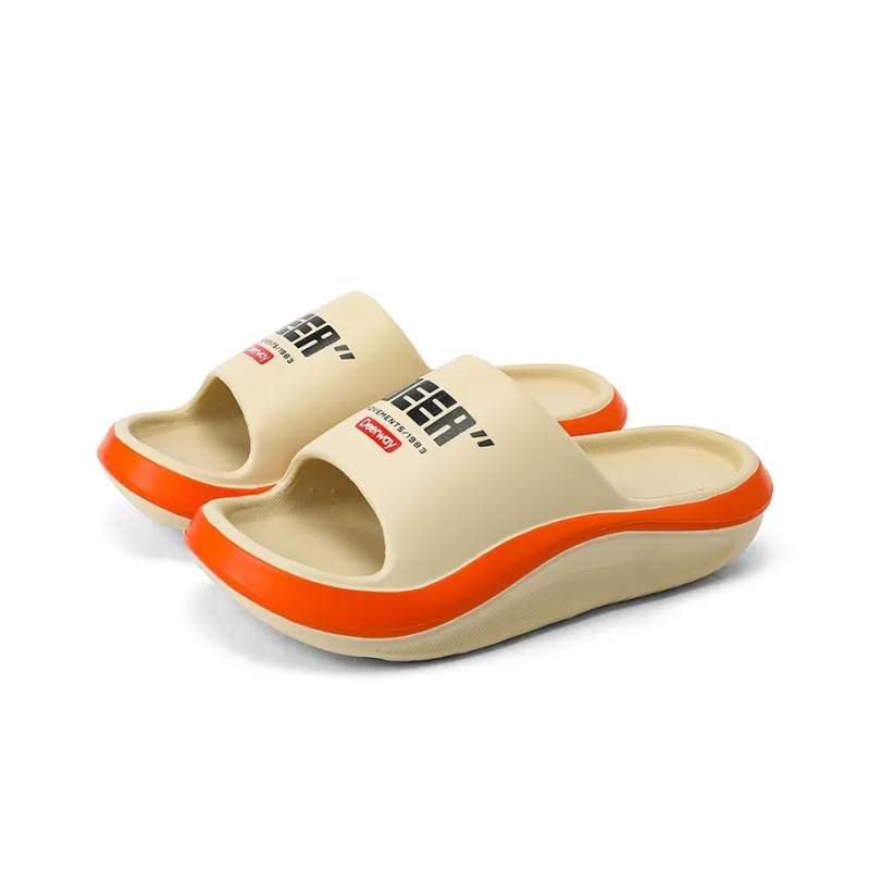DEERWAY Slide Slippers Men Khaki Orange/Black/White-5