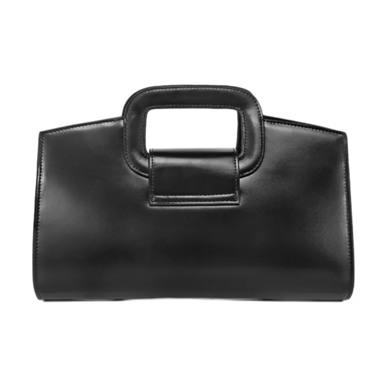 DEERE JACK Top Grain Cow Leather One Shoulder Handbag Medium Size Women's Black-3