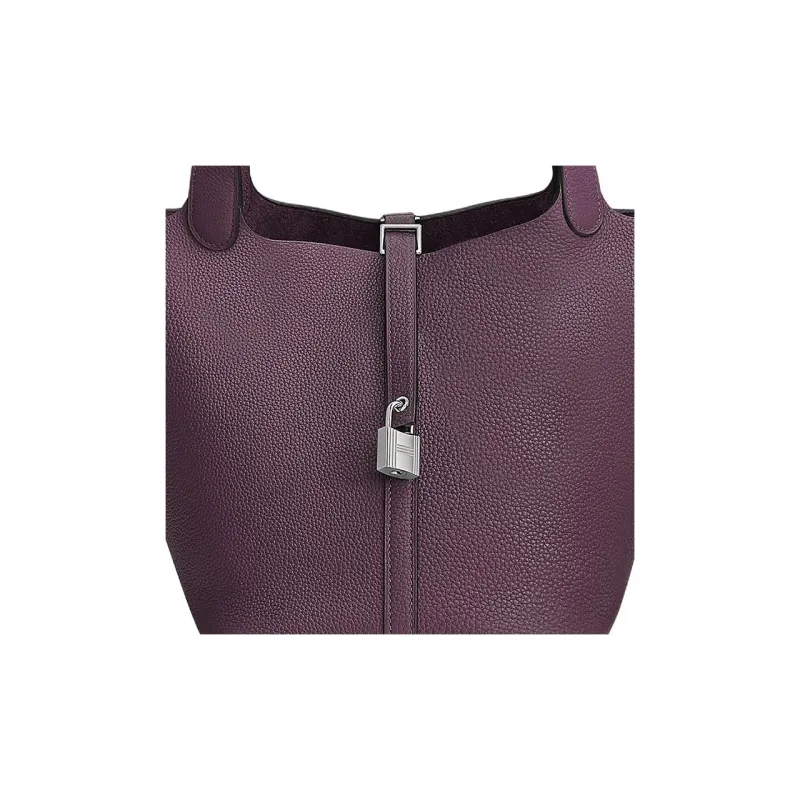 HERMES Picotin Maurice Bullock Leather Bucket Bags Handbags 22 Women's N5 Cassis Blackcurrant Color-4