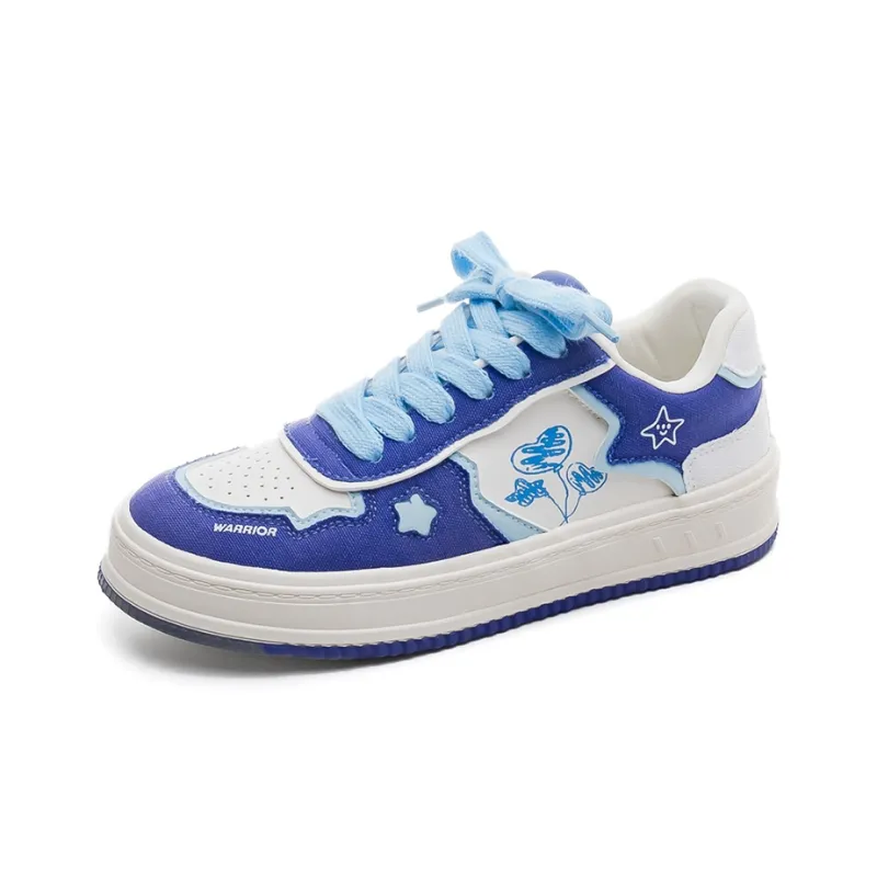 Warrior Warrior Wear Resistant Slip Resistant Low Top Skateboard Shoes Women's Royal Blue Beige Light Blue-2
