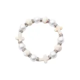 Crackle Cross Bracelet/Cracked White/One Size