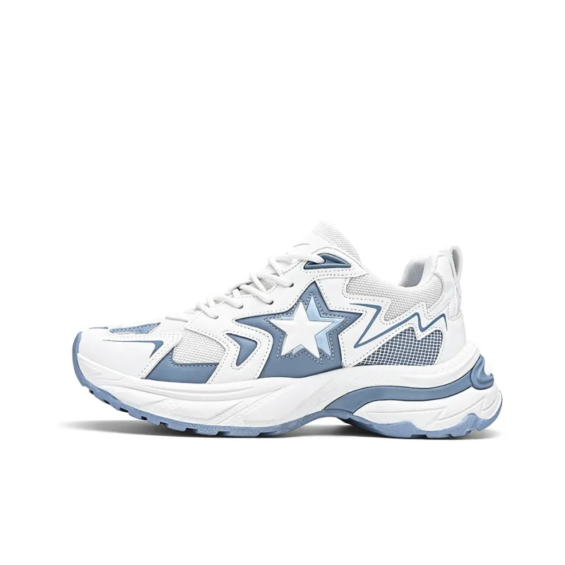 Binary Low Top Chunky Sneakers Men's White Blue-0