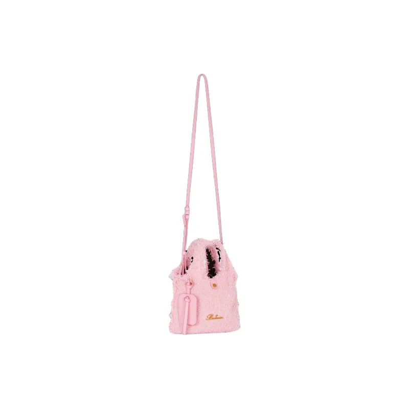 BALMAIN B ARMY Twill Soft Woolen Shoulder Bag, Crossbody Bag, Handbag Mini Women's Pink-1
