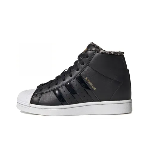 Adidas Originals Superstar Series Skateboard Shoes Women's High-Top Black/White/Gold