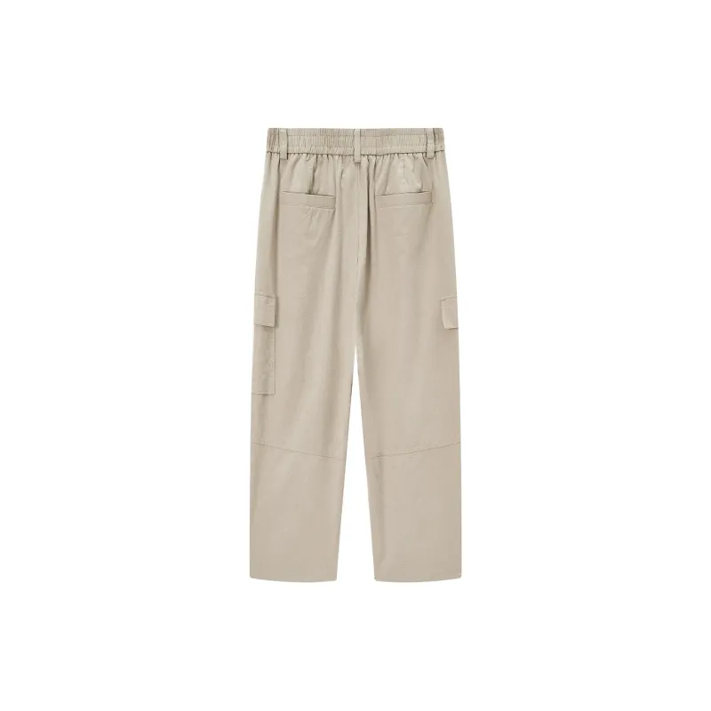 A.B.X Asymmetrical Patch Pockets On Both Sides Semi Elastic Waistband Casual Pants Men's-1