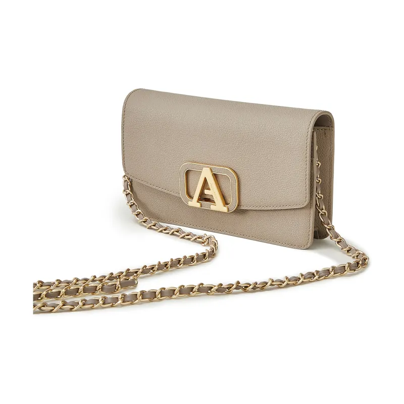 AQUASCUTUM Embossed Cow Leather Crossbody Bag Shoulder Bag Backpack Women's Brown & Black-14
