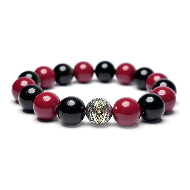 MOUNTAINS AND MANS Reconstructed Cinnabar Auspicious Beaded Bracelet Unisex-0