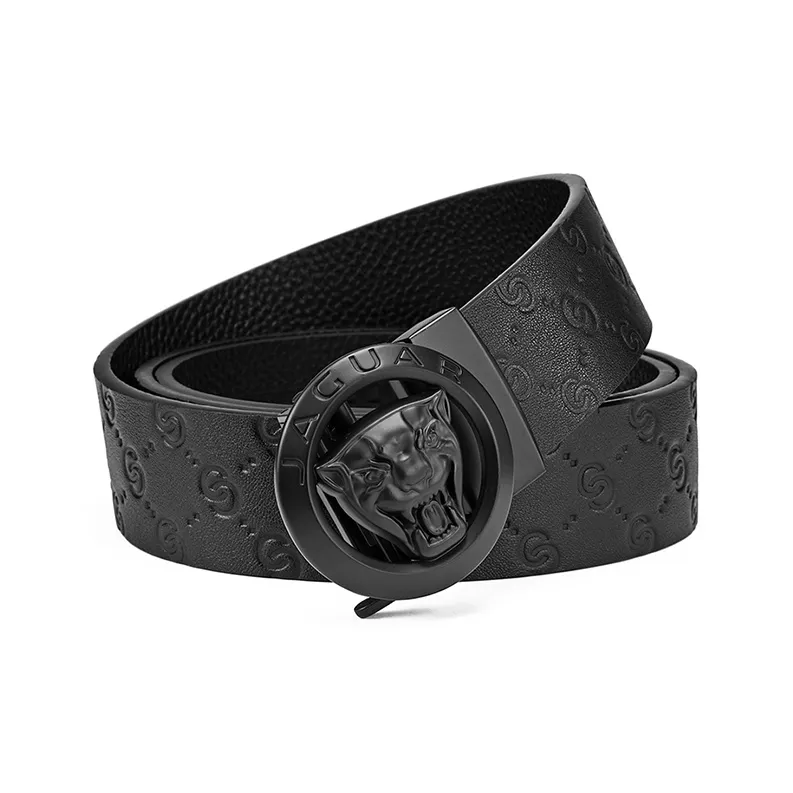 JAGUAR Cow Leather Top Grain Cow Leather Leather Belts Men's Black Width  3.5cm-0