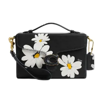 COACH Tabby Cow Leather Shoulder Bag, Crossbody Bag, Handbag Trumpets Women's Mixed Black