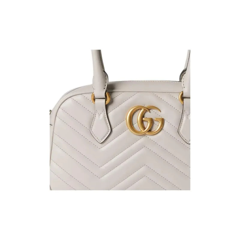 GUCCI GG Marmont Leather One Shoulder Handbags Small Size Women's Light Gray-7