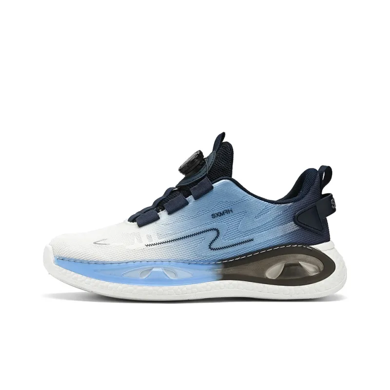 Binary Height Increasing Rebound Low Top Running Shoes Men's White Blue-0