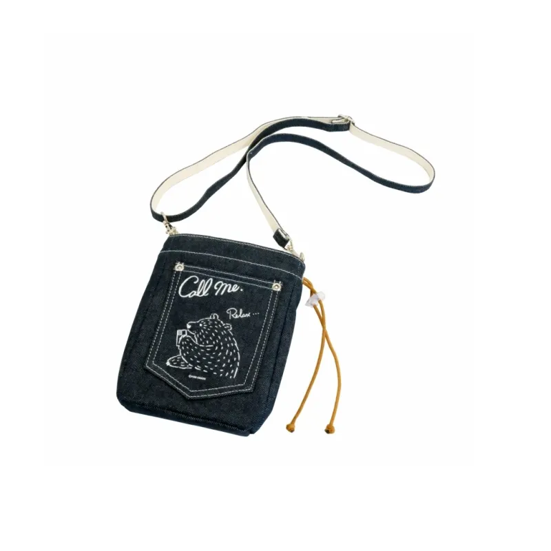 Hello Marche Canvas Canvas Bag Cell Phone Pouch Crossbody Bag Unisex Denim Navy Blue-1