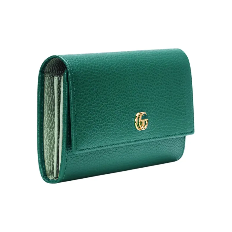 GUCCI GG Marmont Leather Wallet Women's Green-1