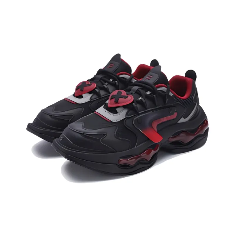 FILA FUSION NEBULA VDAY Cushioning Wear Resistant Low Top Casual Shoes Men's Black Red-1
