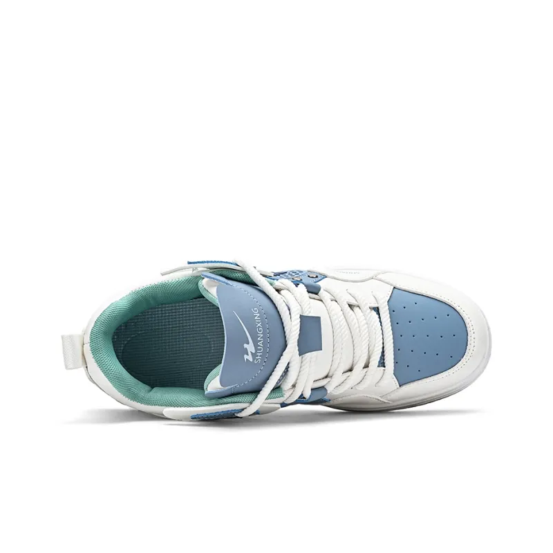 Binary Low Top Skateboard Shoes Men's White Blue-3