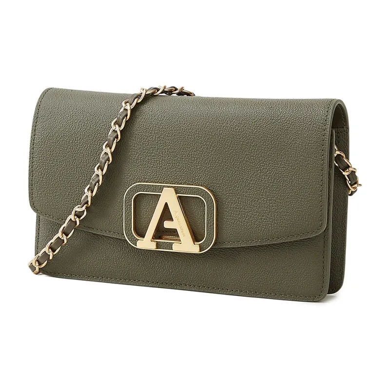 AQUASCUTUM Embossed Cow Leather Crossbody Bag Shoulder Bag Backpack Women's Brown & Black-20
