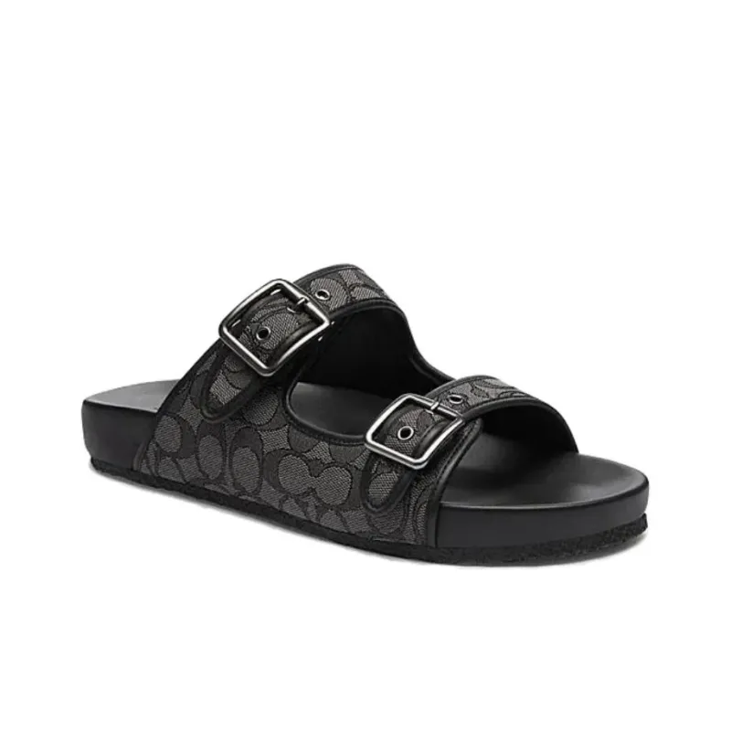 COACH Signature Rubber Sole Slide Slippers Men's Black-2