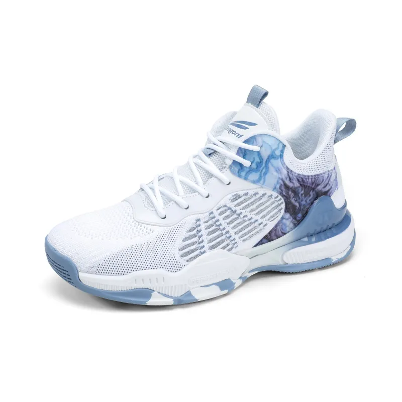 RED DRAGONFLY Basketball Shoes Men Low Top White Smoke Blue-1