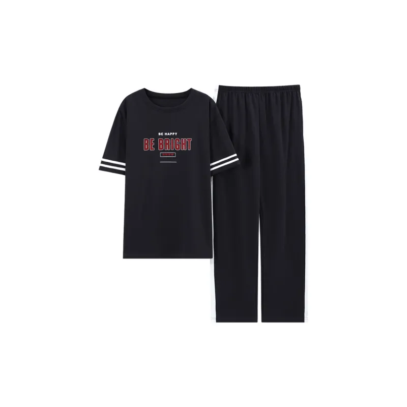 CAIHENGTONG Pajama Set Men's Black-0