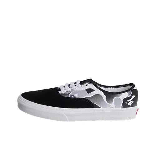 A Bathing Ape X Vans Authentic Skateboard Shoes Unisex Low-Top Black/White