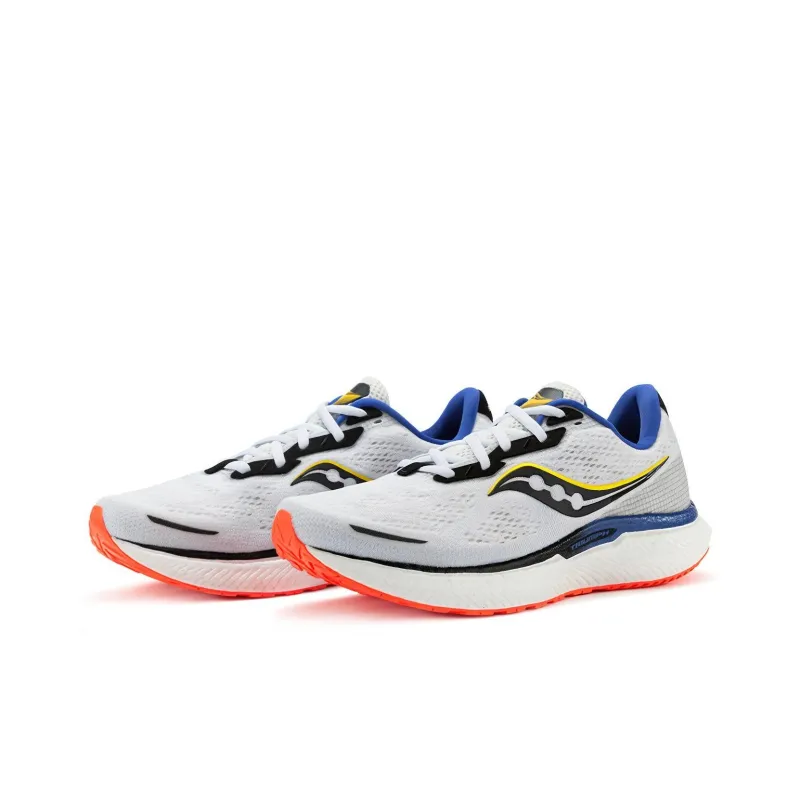 Saucony Triumph 19 Cushioning Anti Slip And Wear Resistant Support Low Top Sprint Running Shoes Men's White Blue Red-2